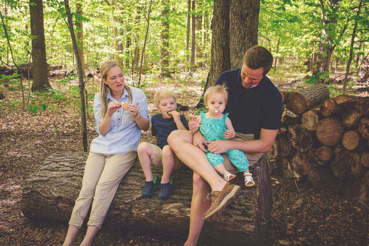 family making smores