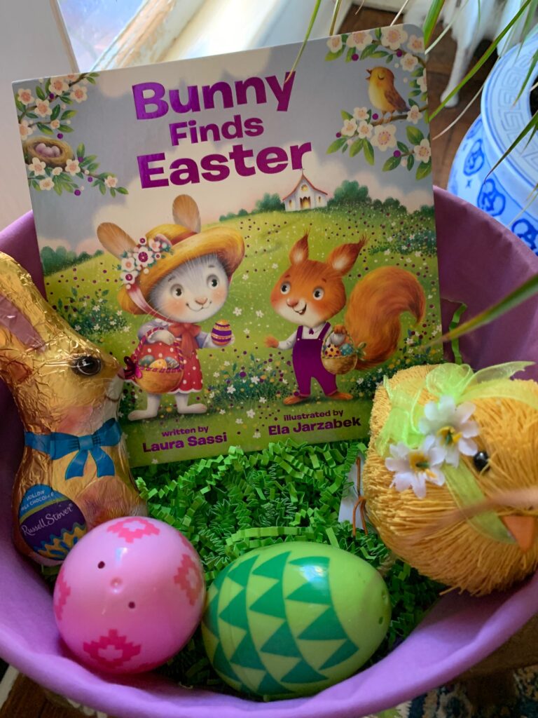 Easter basket with Christian books